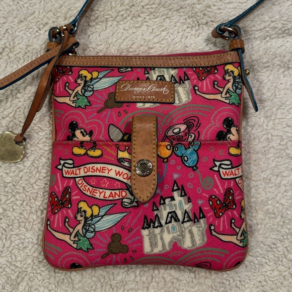 Disney Dooney and Bourke Colored Sketch Letter Carrier Crossbody - Pink. - Picture 2 of 3